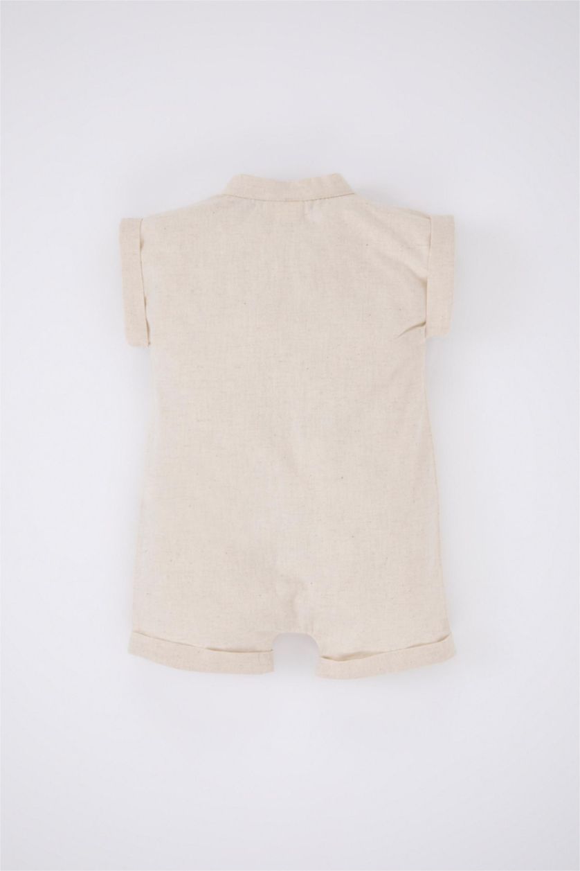 BABY BOY Beige Baby Boy Linen Rompers