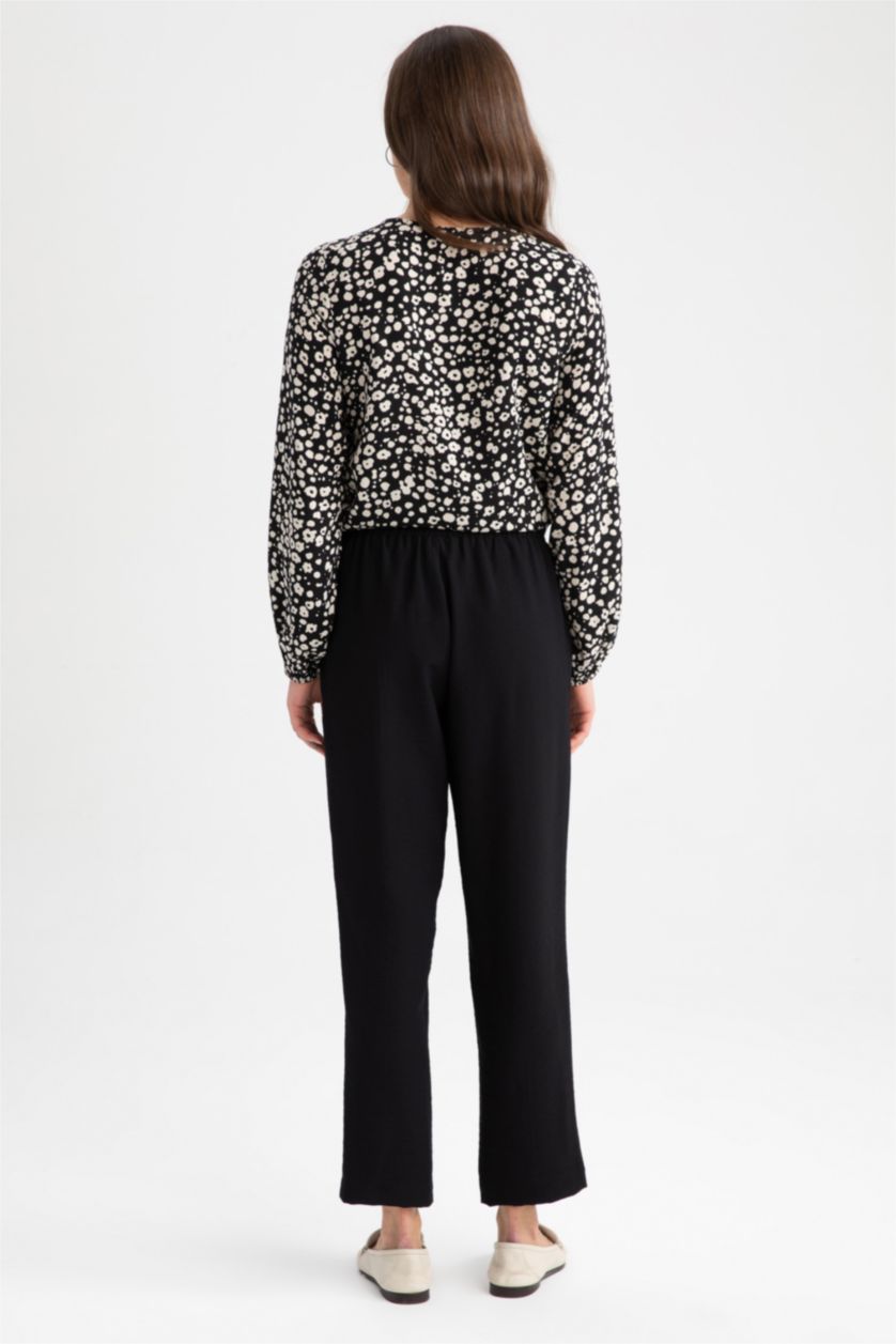 حريمي أسود بنطلون قصة مستقيمة