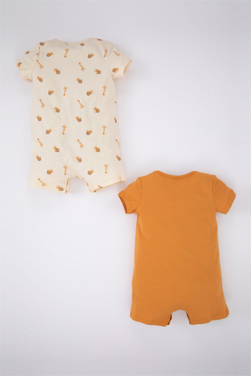 BABY GIRL Orange Baby Boy Newborn Combed Cotton 2-Pack Rompers
