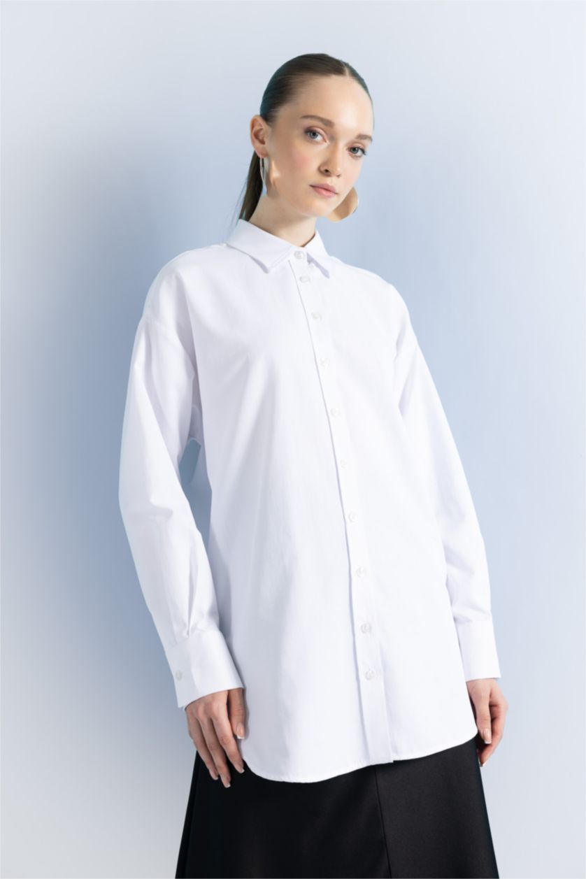 WOMAN White Relax Fit Poplin Long Sleeve Tunic