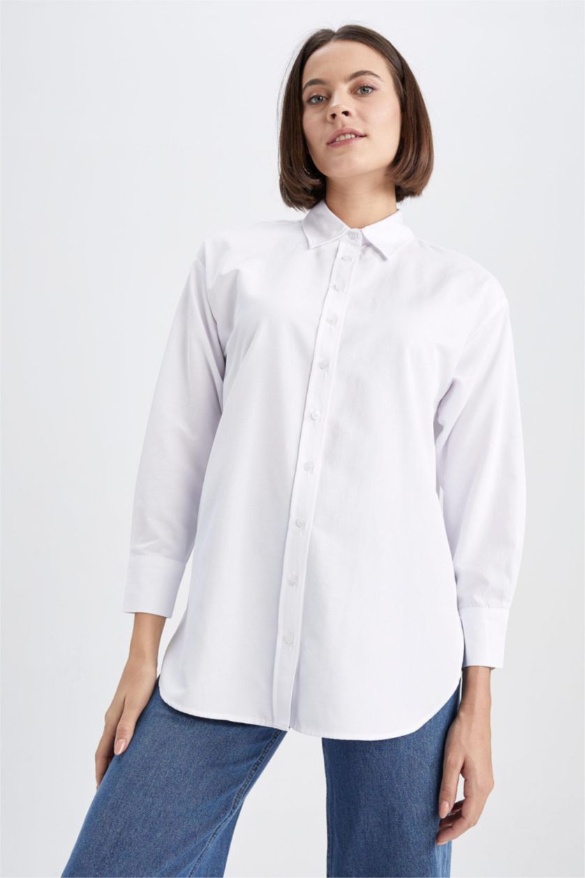 WOMAN White Relax Fit Poplin Long Sleeve Tunic