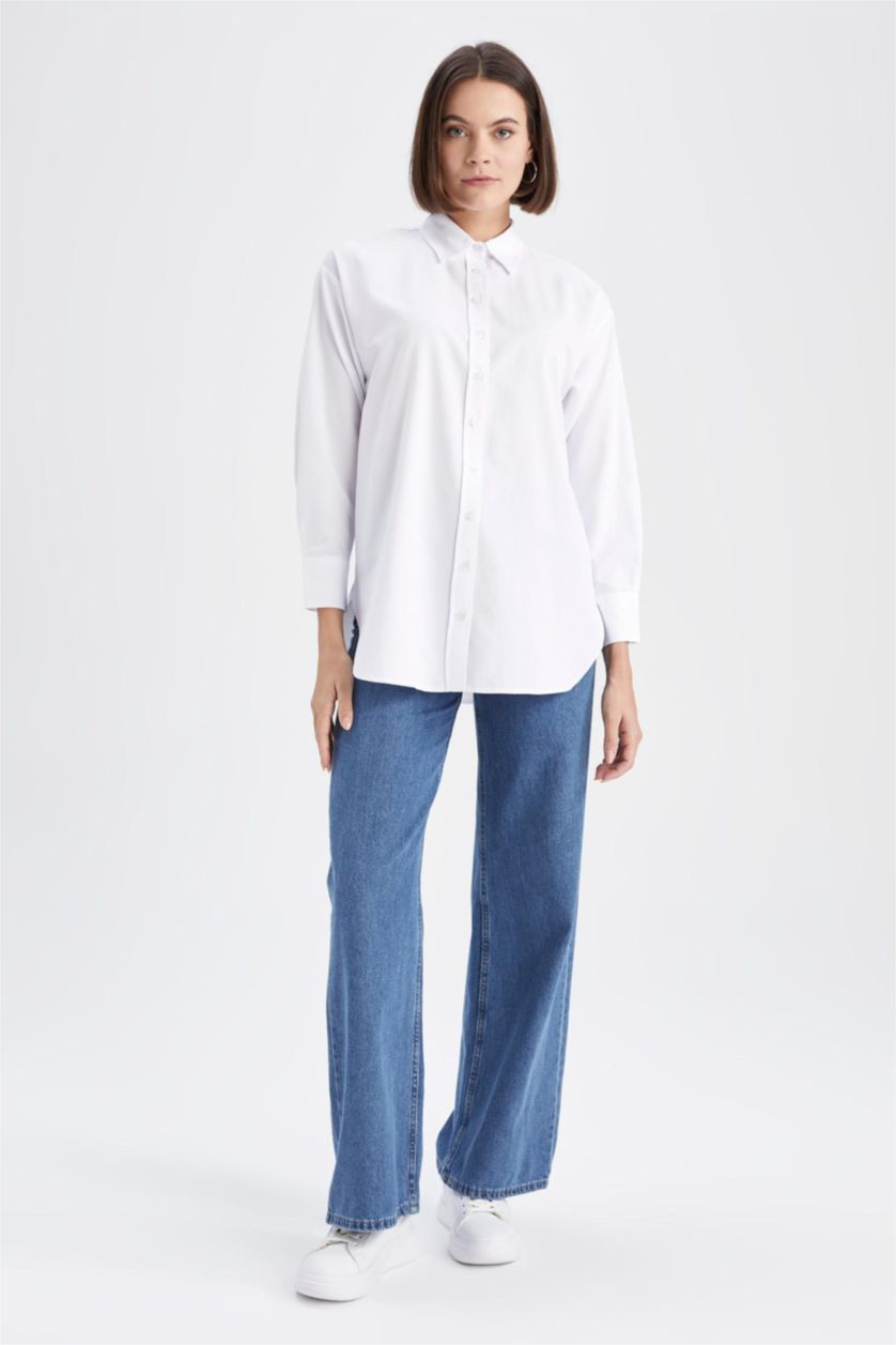 WOMAN White Relax Fit Poplin Long Sleeve Tunic