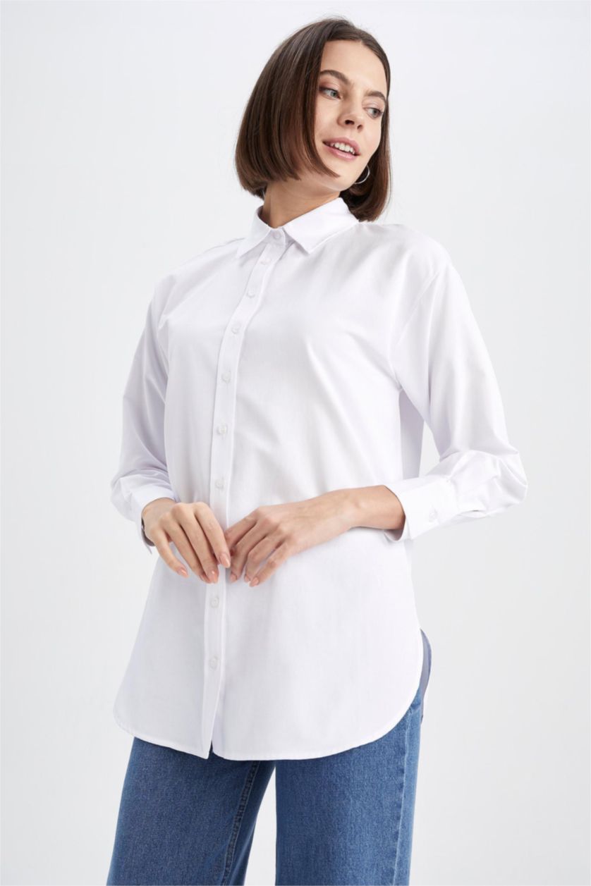 WOMAN White Relax Fit Poplin Long Sleeve Tunic