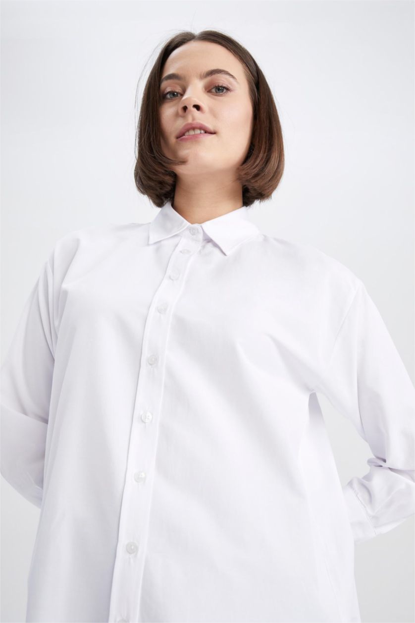 WOMAN White Relax Fit Poplin Long Sleeve Tunic