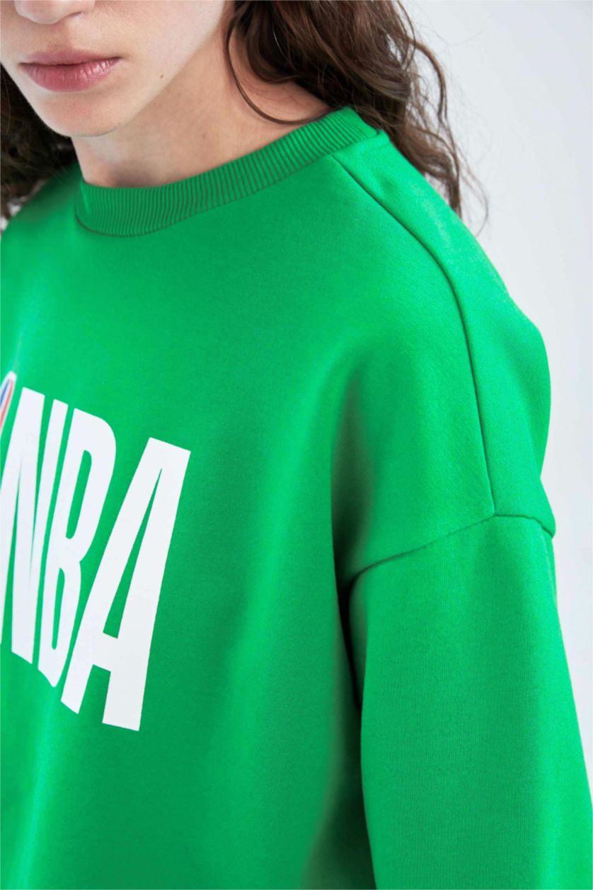 WOMAN Green NBA Licensed Long Sleeve Sweatshirt