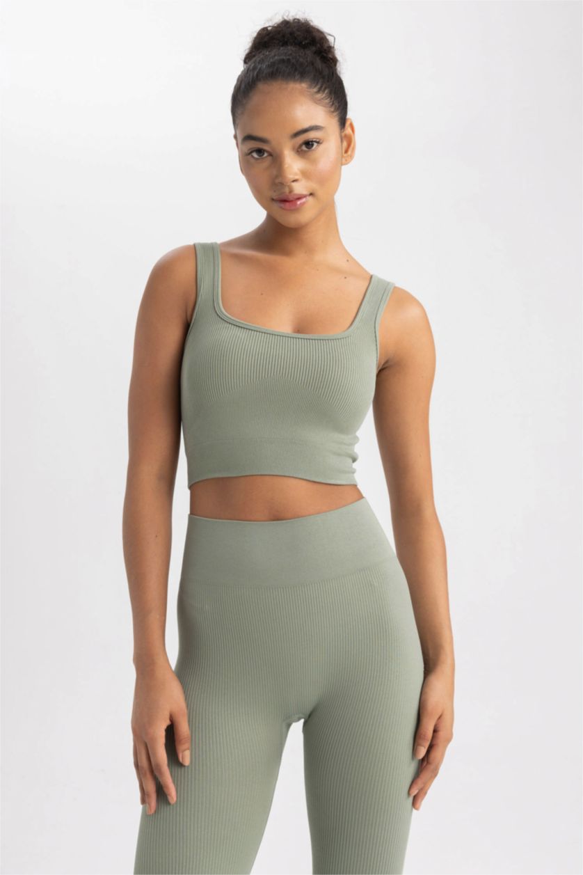 WOMAN Light Khaki DeFactoFit Crew Neck Bra