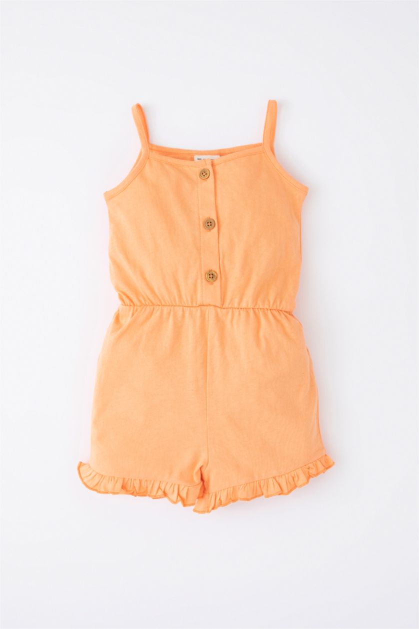 BABY GIRL Light Orange Baby Girl Combed Cotton Rompers