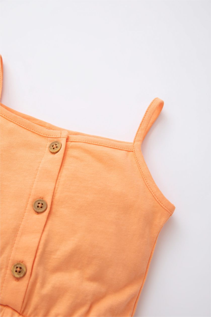BABY GIRL Light Orange Baby Girl Combed Cotton Rompers