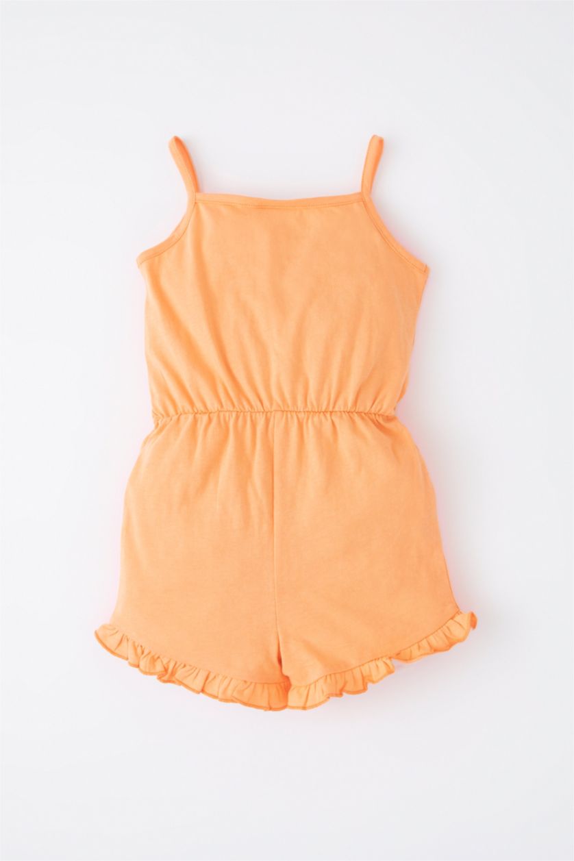 BABY GIRL Light Orange Baby Girl Combed Cotton Rompers