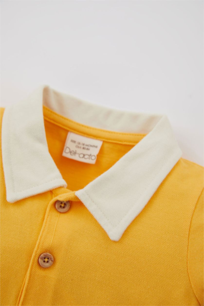 BABY GIRL Yellow Baby Boy Pique Rompers