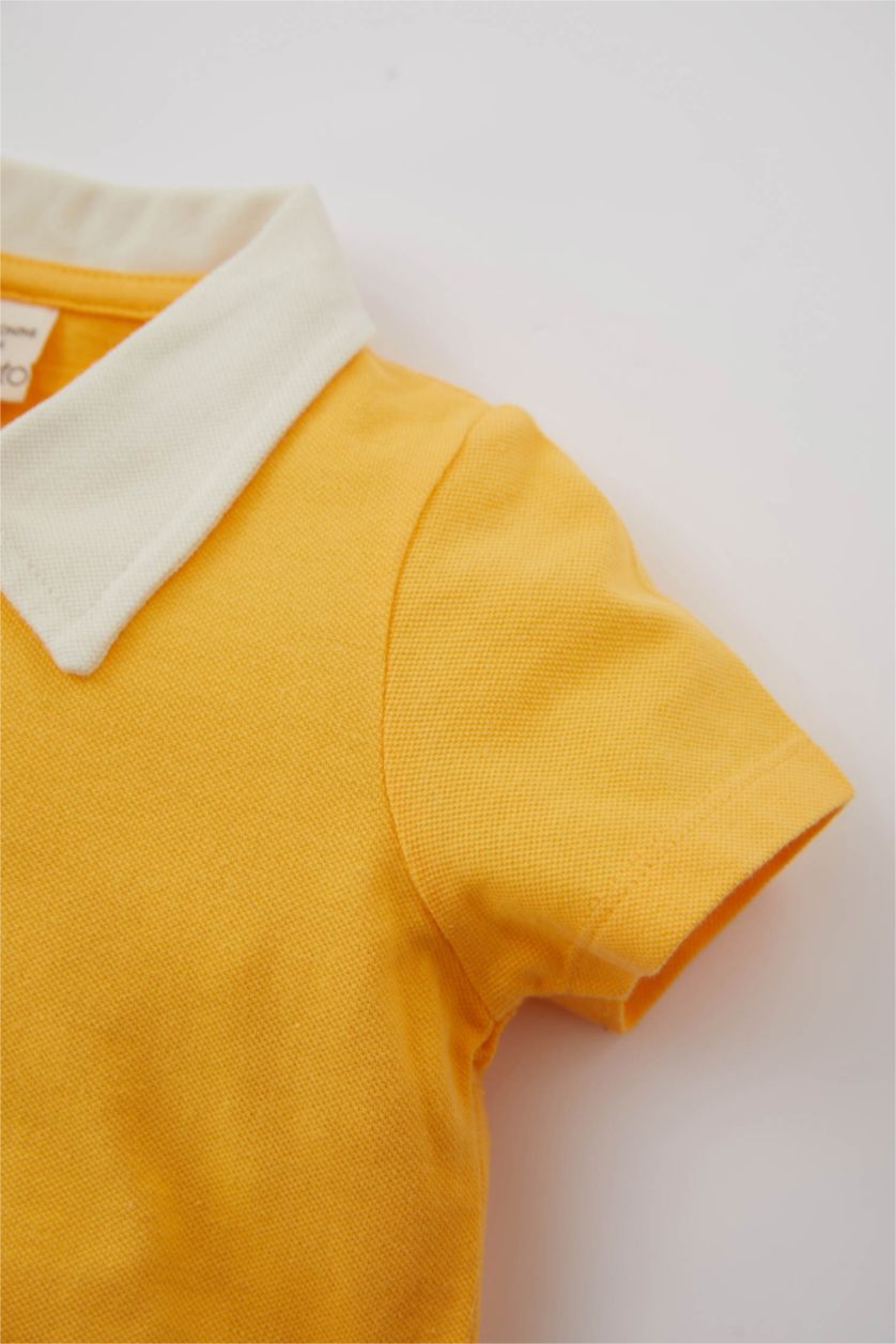 BABY GIRL Yellow Baby Boy Pique Rompers