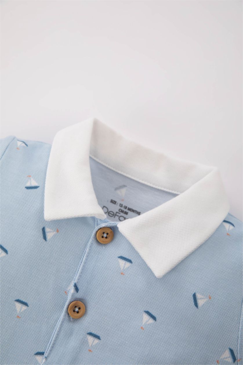 BABY GIRL Light Blue Baby Boy Pique Jumpsuit