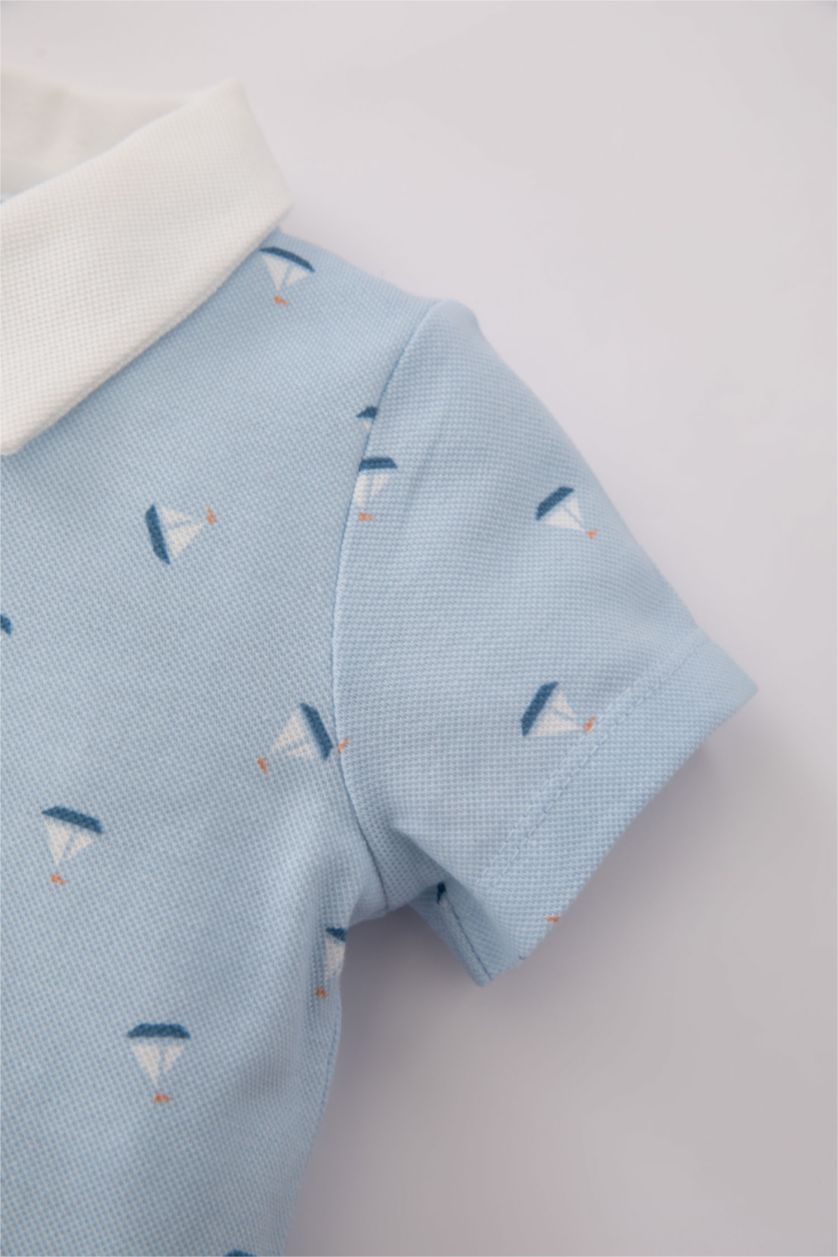 BABY GIRL Light Blue Baby Boy Pique Jumpsuit