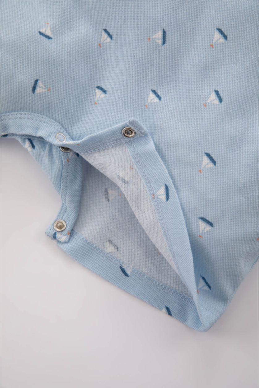 BABY GIRL Light Blue Baby Boy Pique Jumpsuit