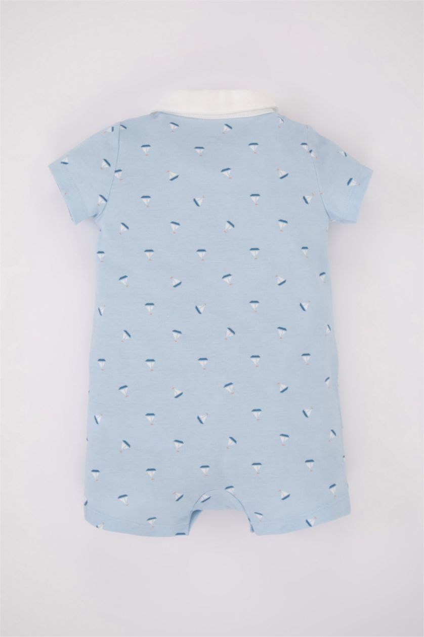 BABY GIRL Light Blue Baby Boy Pique Jumpsuit