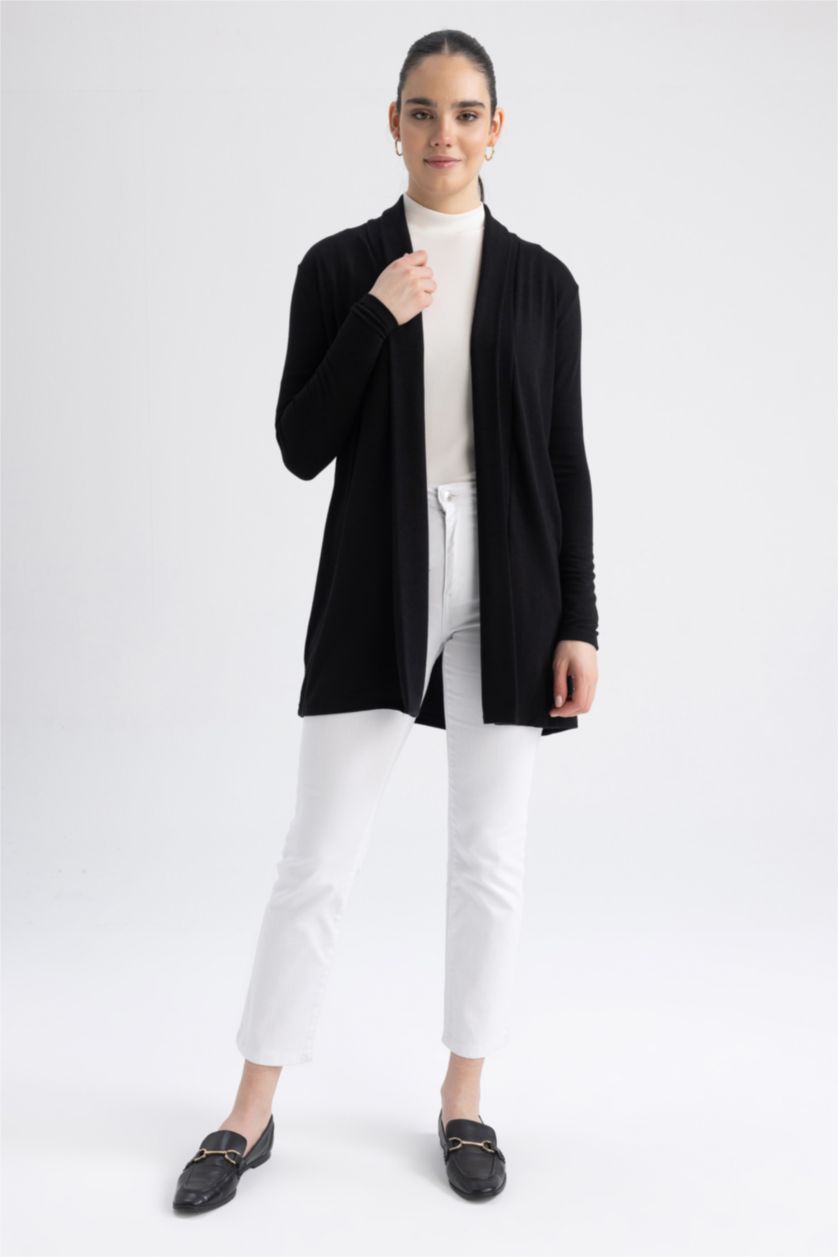 WOMAN Black Regular Fit Half Turtleneck Cardigan