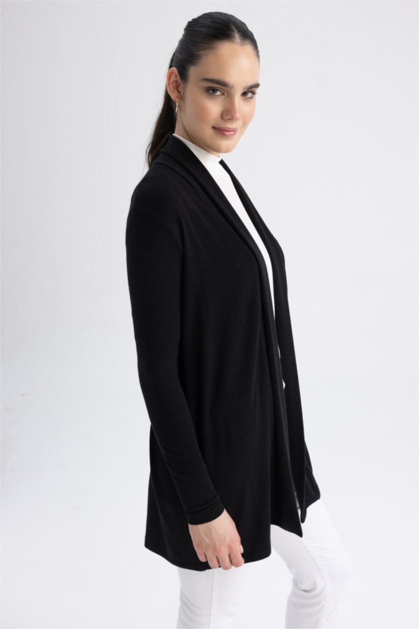 WOMAN Black Regular Fit Half Turtleneck Cardigan