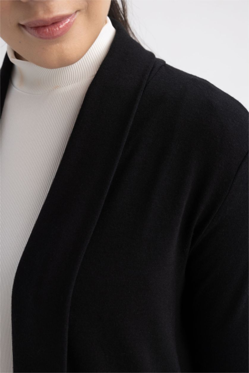 WOMAN Black Regular Fit Half Turtleneck Cardigan