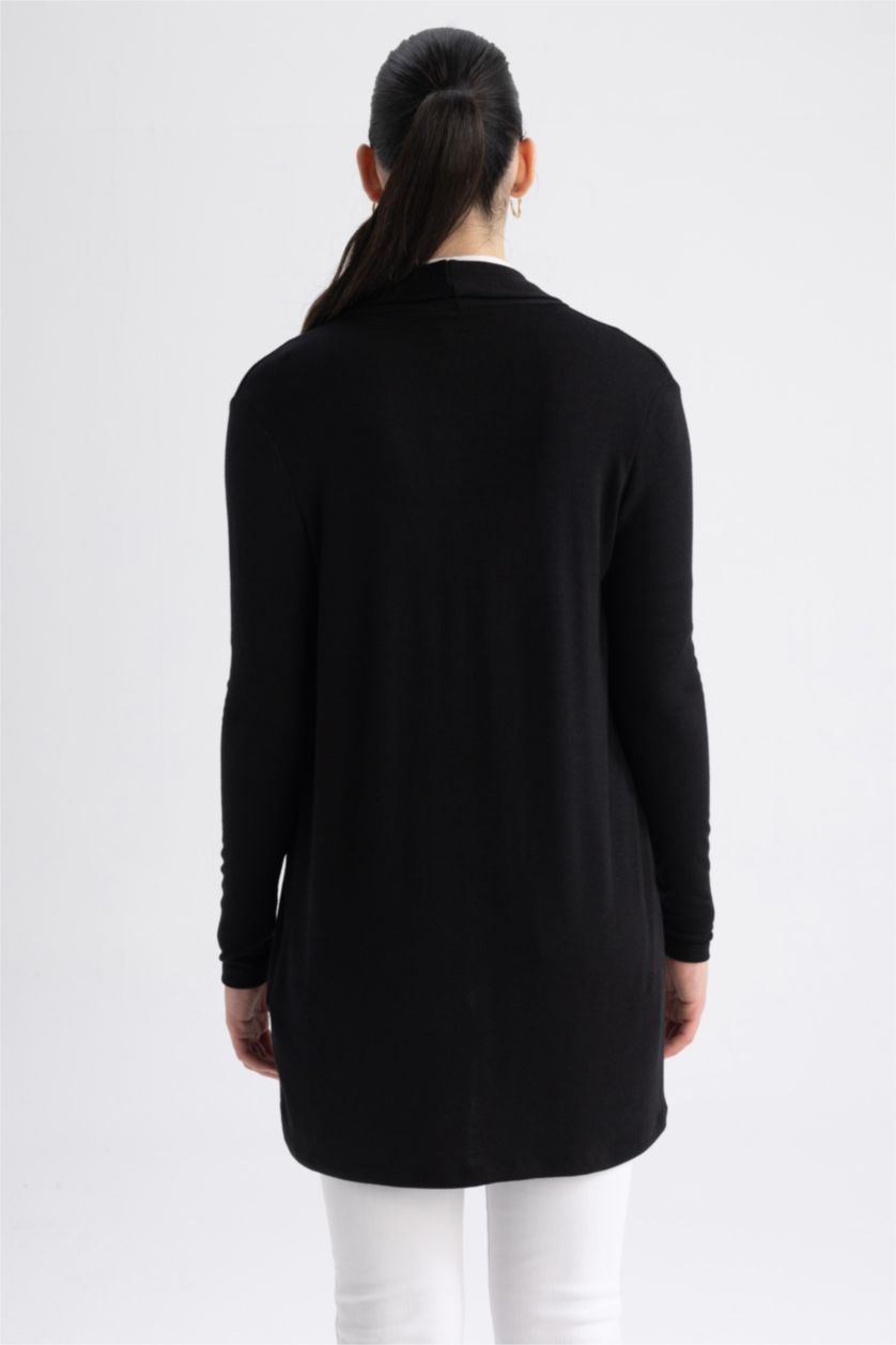 WOMAN Black Regular Fit Half Turtleneck Cardigan
