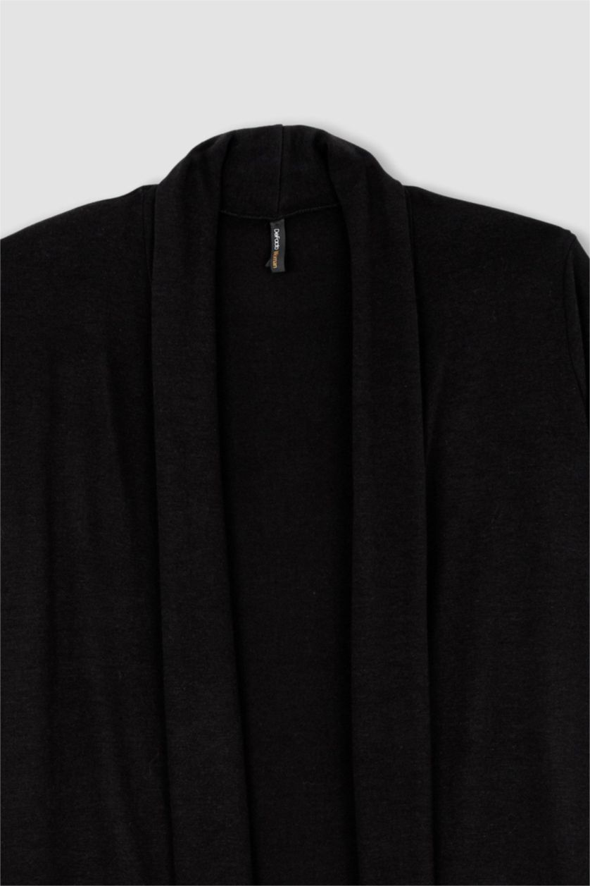 WOMAN Black Regular Fit Half Turtleneck Cardigan