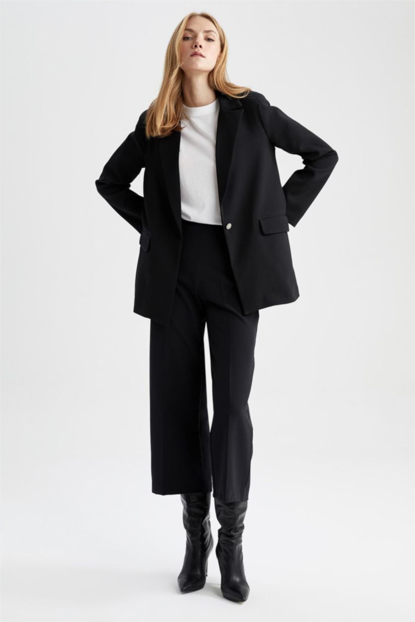 FEMME Noir Blazer coupe régulière manches longues à boutons