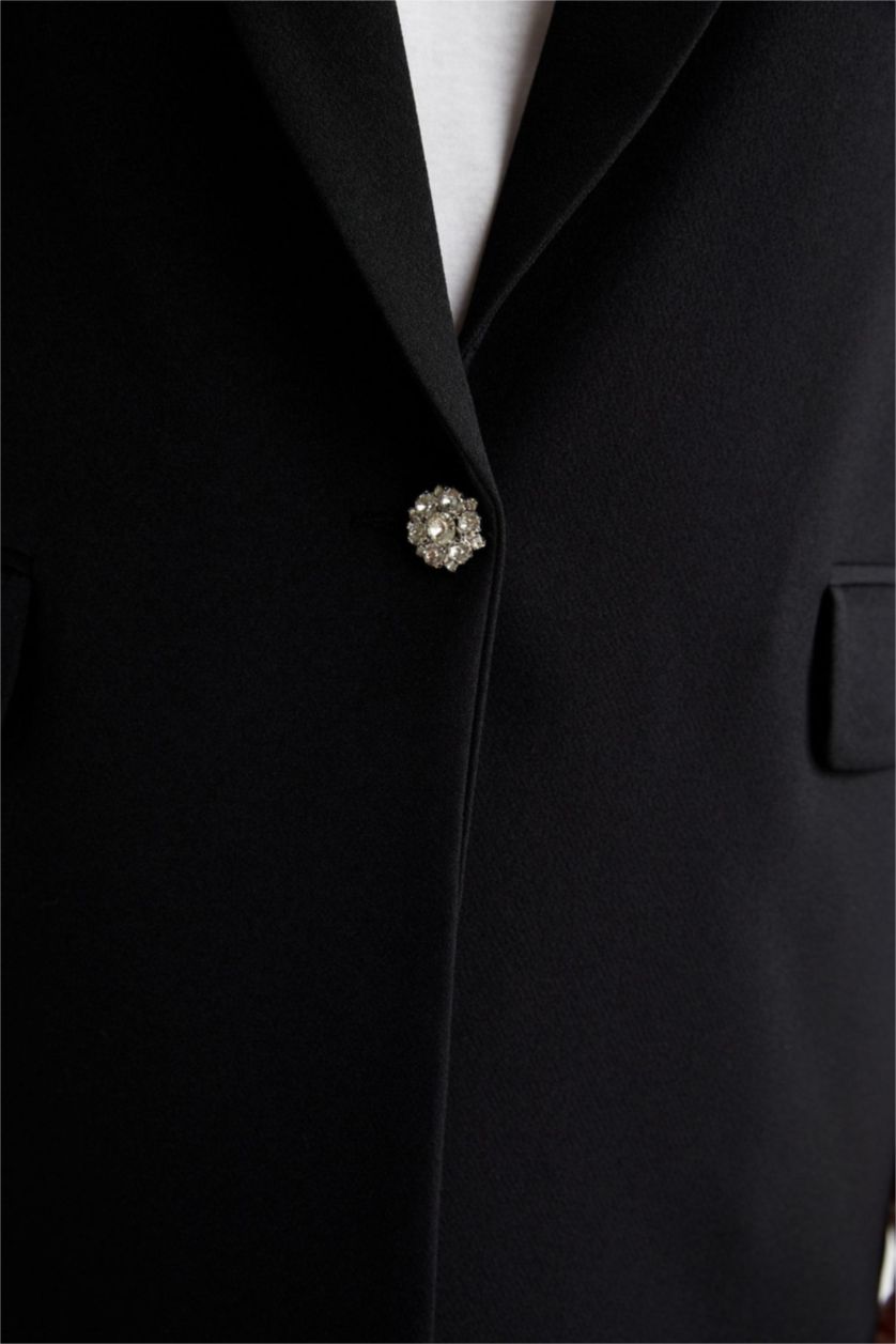 FEMME Noir Blazer coupe régulière manches longues à boutons