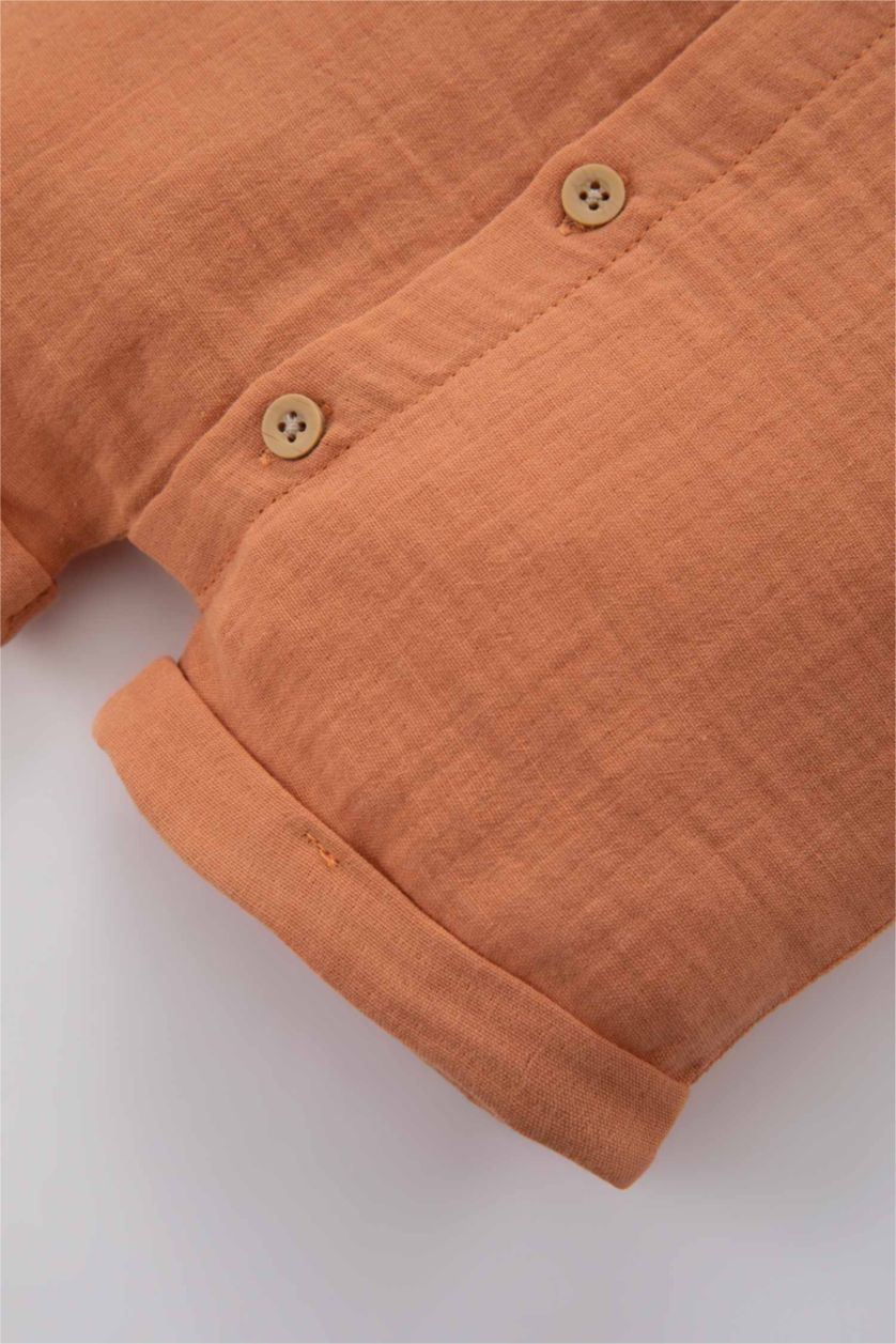 BABY BOY Light Orange Baby Boy Muslin Rompers