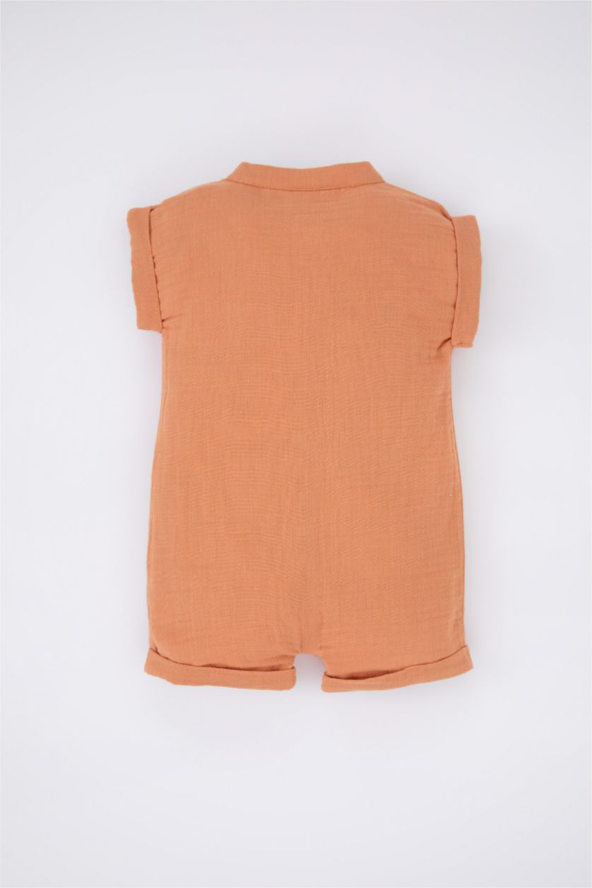 BABY BOY Light Orange Baby Boy Muslin Rompers