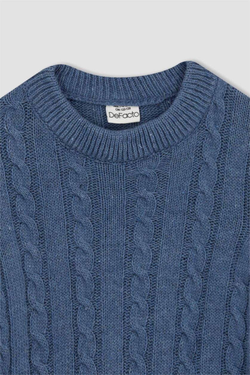 Мальчики и подростки Светло-индиговый Пуловер стандартного кроя с круглым вырезом Акрил для мальчиков