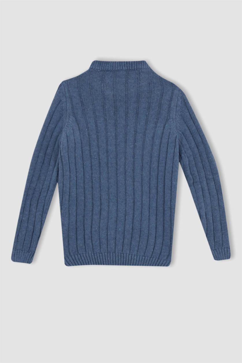 Мальчики и подростки Светло-индиговый Пуловер стандартного кроя с круглым вырезом Акрил для мальчиков