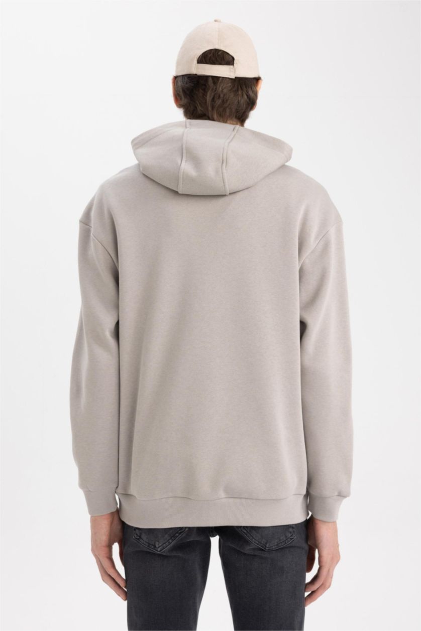 HOMME Beige Sweat-Shirt À Manches Longues İmprimé Coupe Boxy