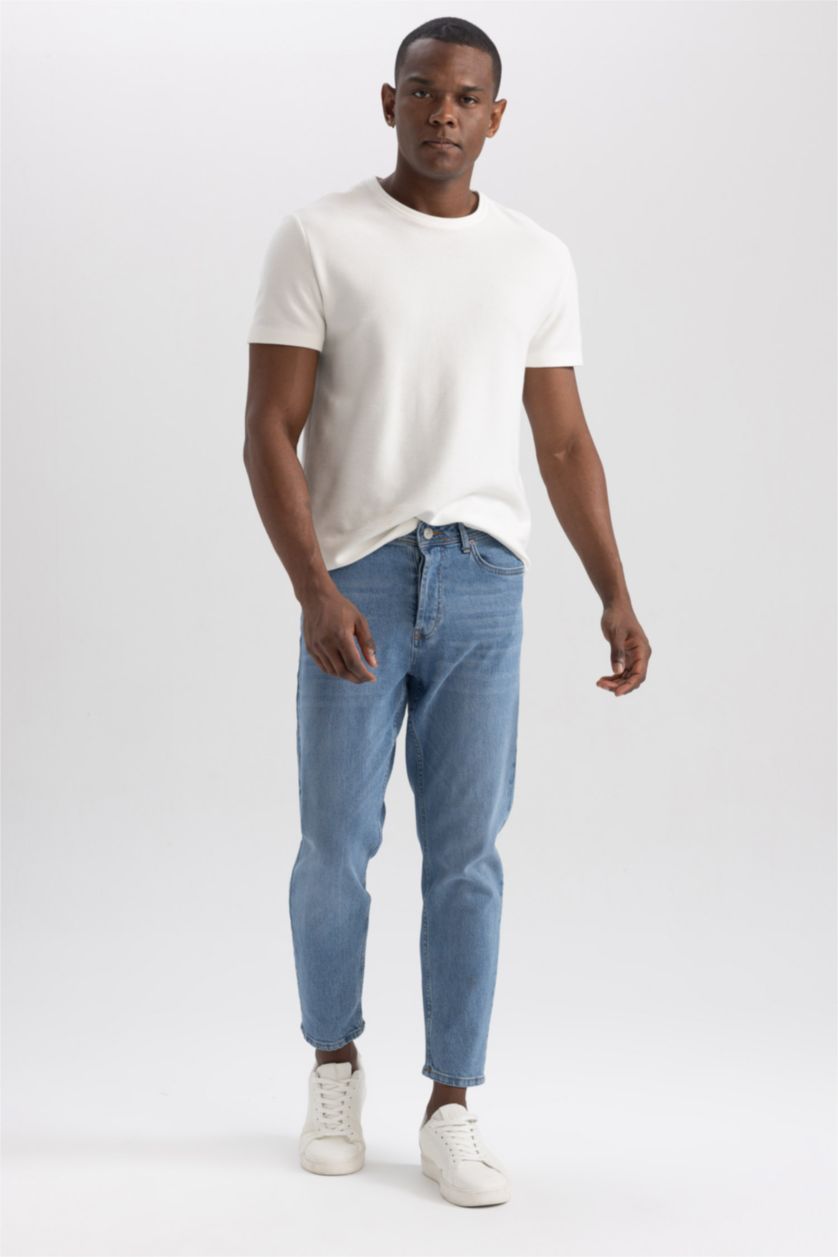 Man Light Blue Slim Comfort Fit Normal Waist Narrow Leg Jeans