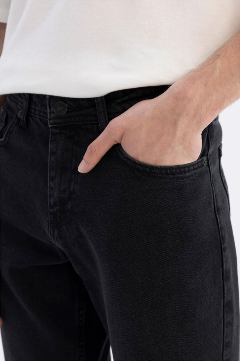 HOMME Noir Jean Coupe Carotte Décontracté