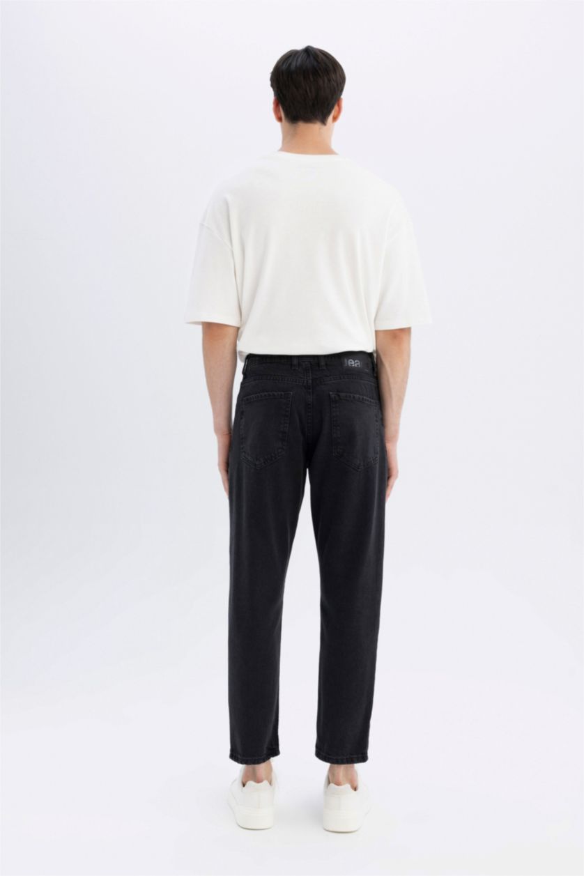 HOMME Noir Jean Coupe Carotte Décontracté