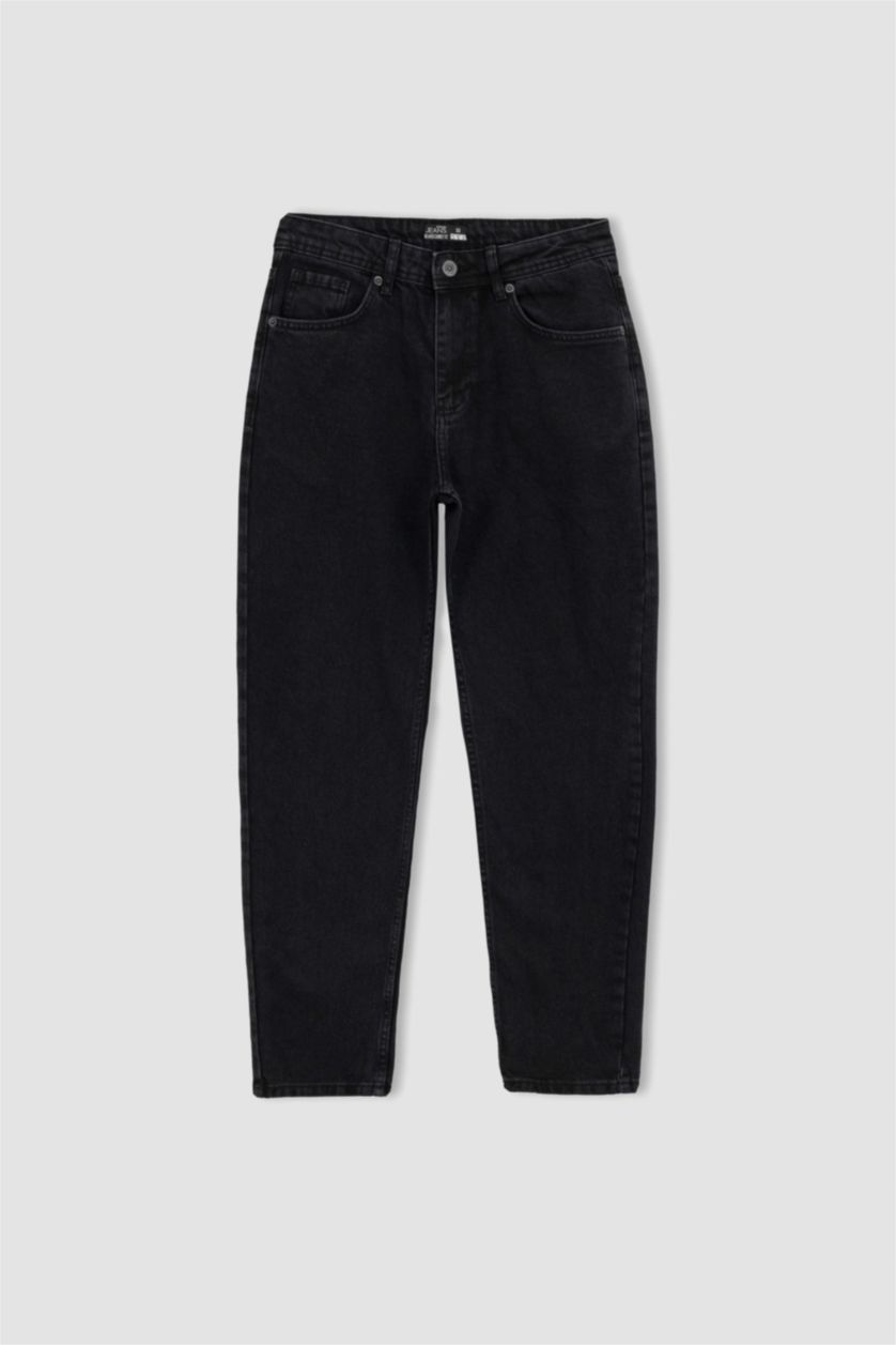 HOMME Noir Jean Coupe Carotte Décontracté