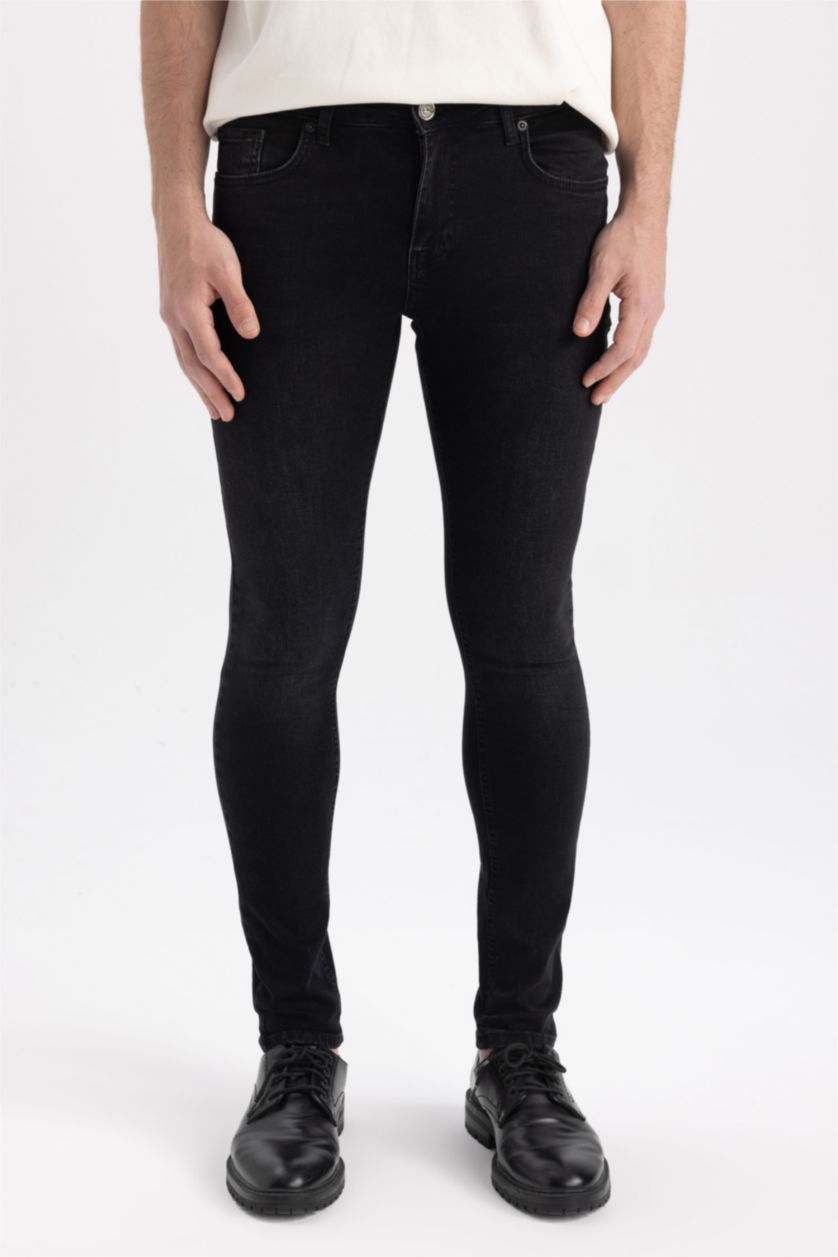 MAN Black Super Skinny Extra Tight Fit Normal Waist  Jeans
