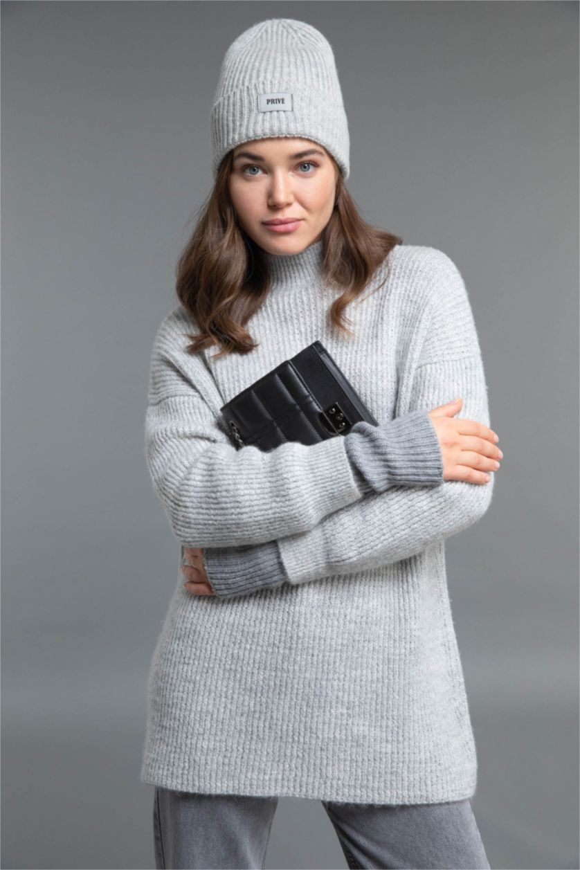 Kadın Gri Regular Fıt Tunik