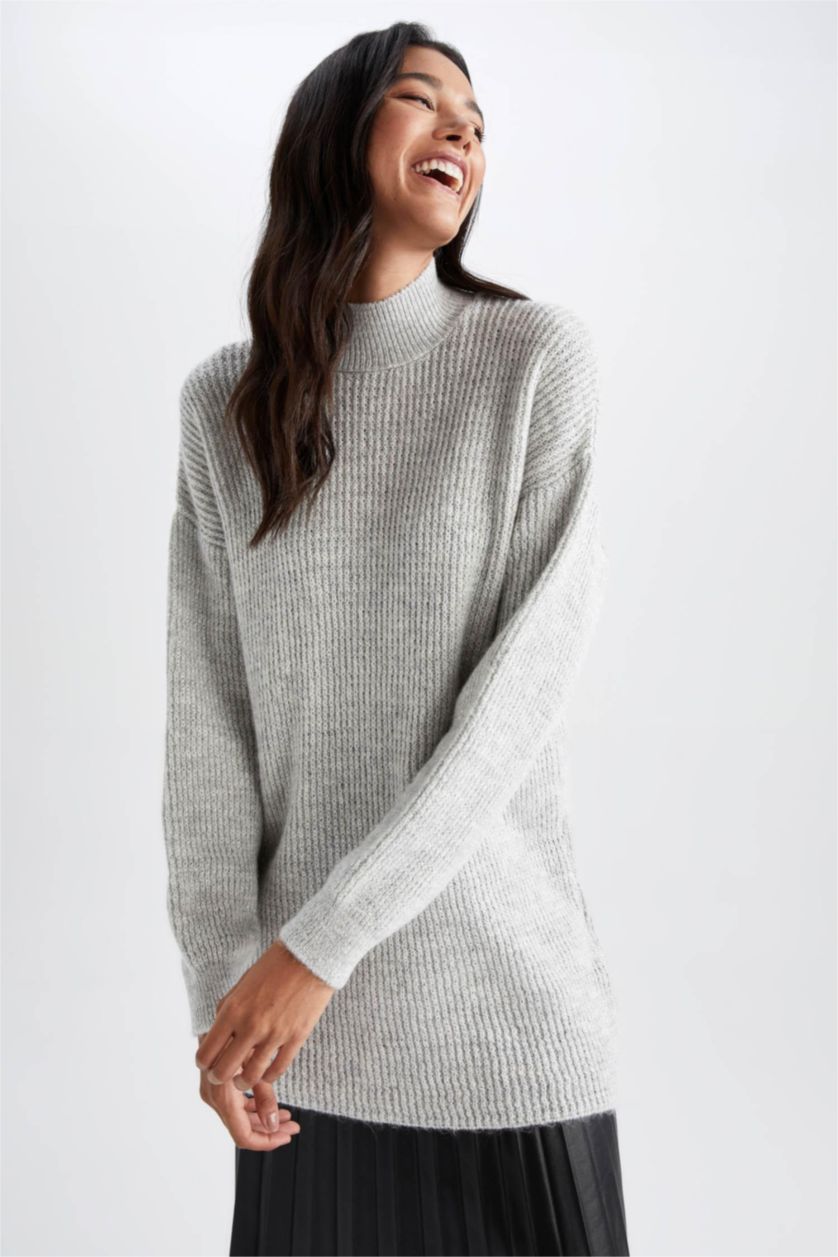 Kadın Gri Regular Fıt Tunik