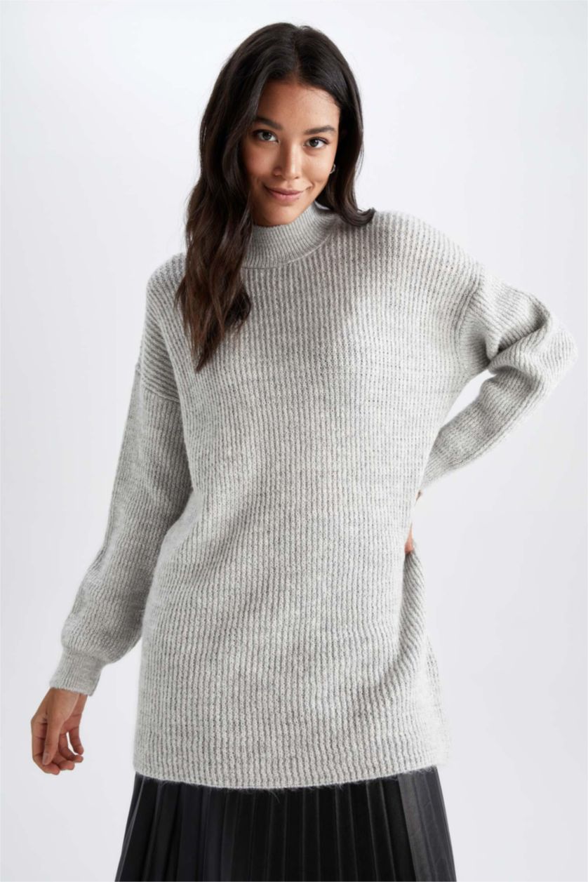 Kadın Gri Regular Fıt Tunik