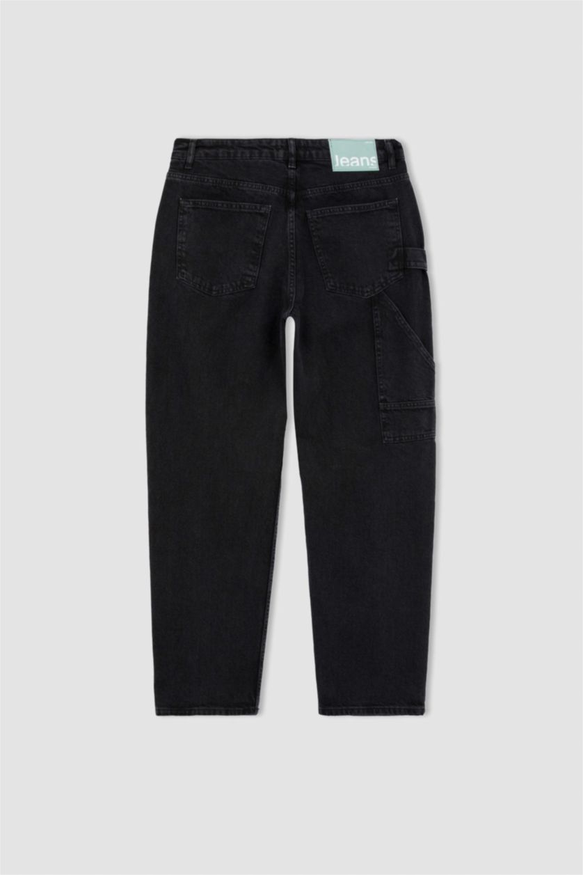 رجال أسود بنطلون جينز وايد ليج