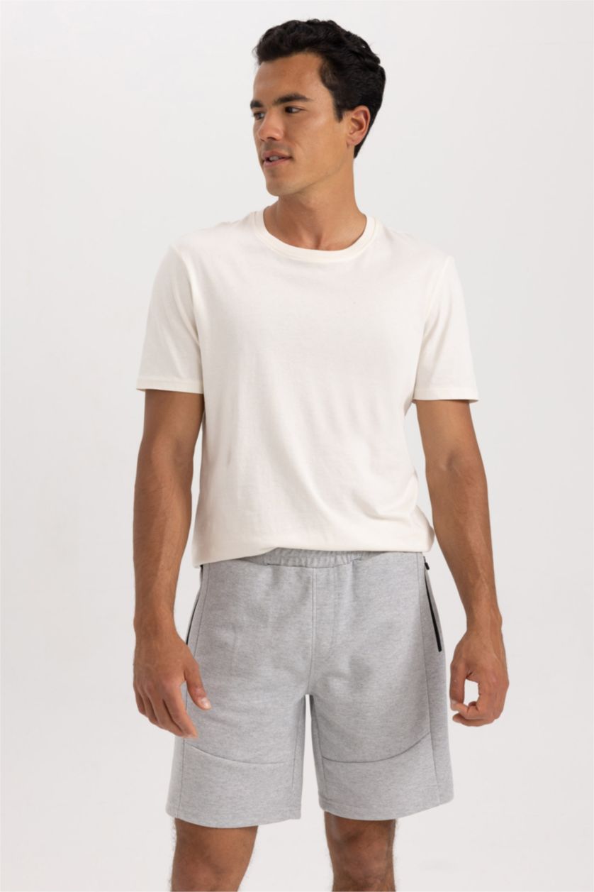 MAN O.GRAY MELANGE Slim Fit Pique Super Skinny Hem Shorts