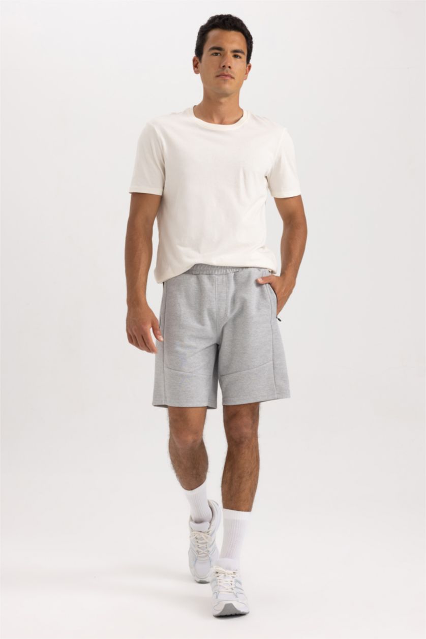 MAN O.GRAY MELANGE Slim Fit Pique Super Skinny Hem Shorts