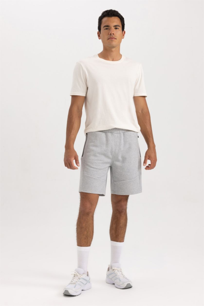 MAN O.GRAY MELANGE Slim Fit Pique Super Skinny Hem Shorts