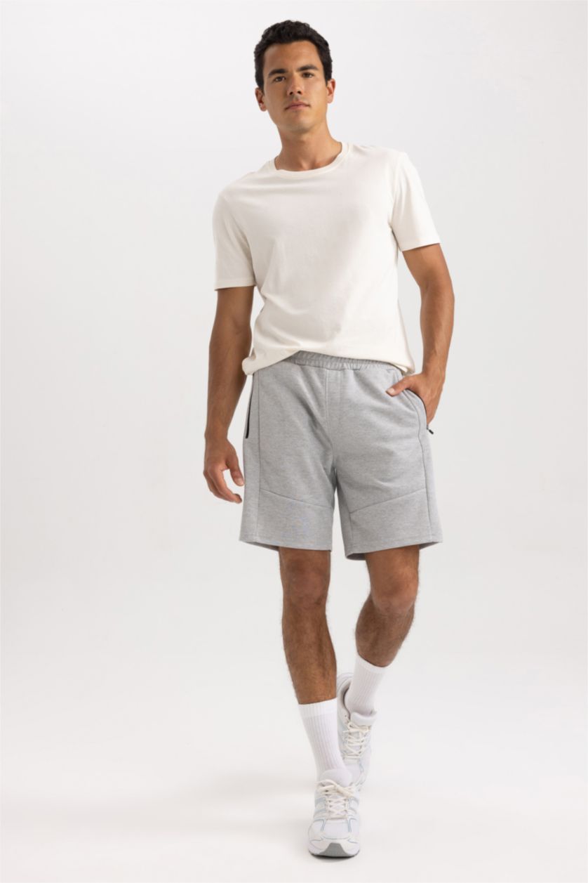 MAN O.GRAY MELANGE Slim Fit Pique Super Skinny Hem Shorts