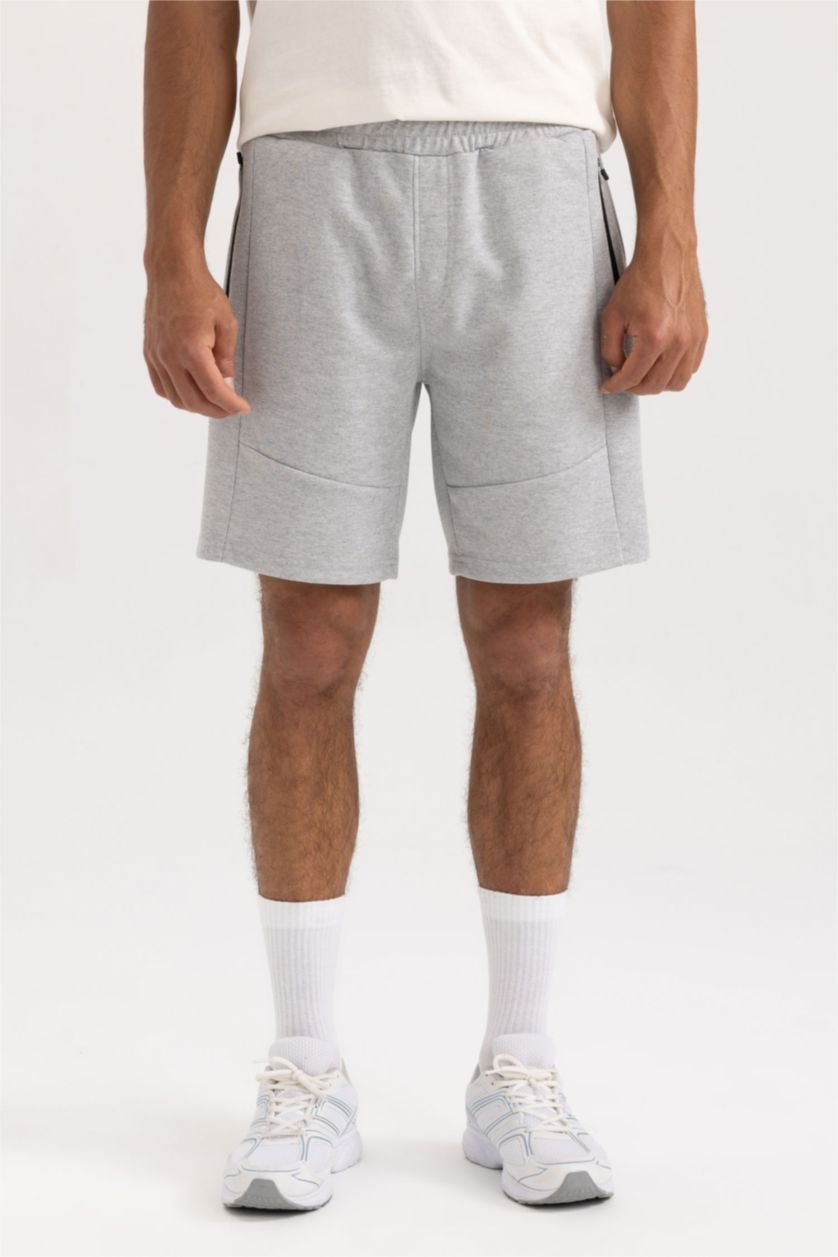 MAN O.GRAY MELANGE Slim Fit Pique Super Skinny Hem Shorts