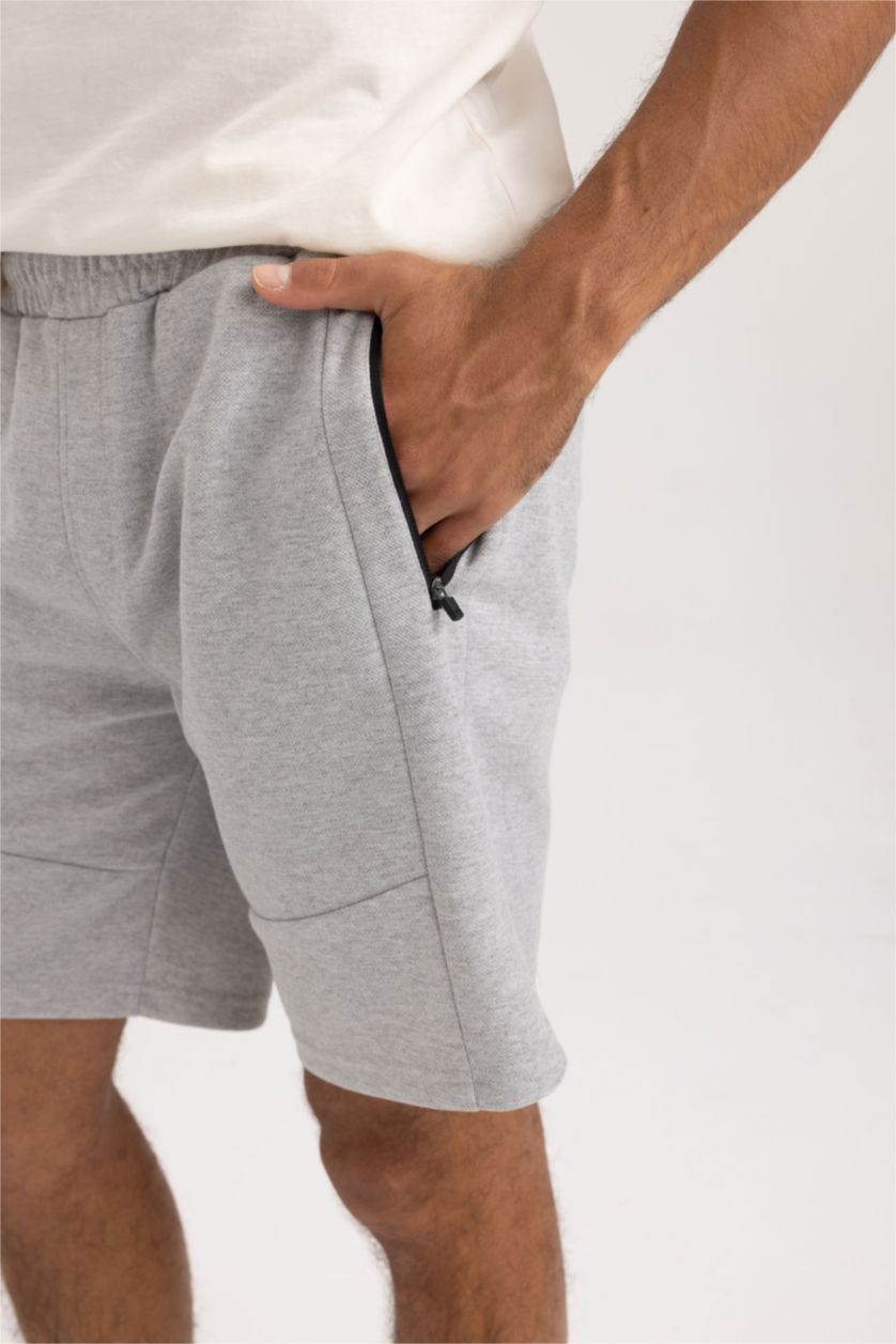 MAN O.GRAY MELANGE Slim Fit Pique Super Skinny Hem Shorts