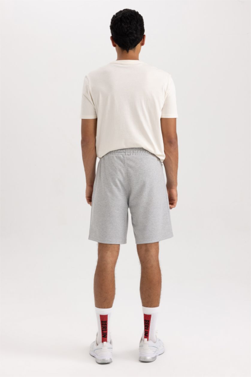 MAN O.GRAY MELANGE Slim Fit Pique Super Skinny Hem Shorts