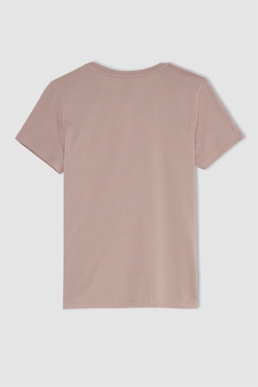 نساء وردي فاتح Regular Fit Cotton Short Sleeve T-Shirt