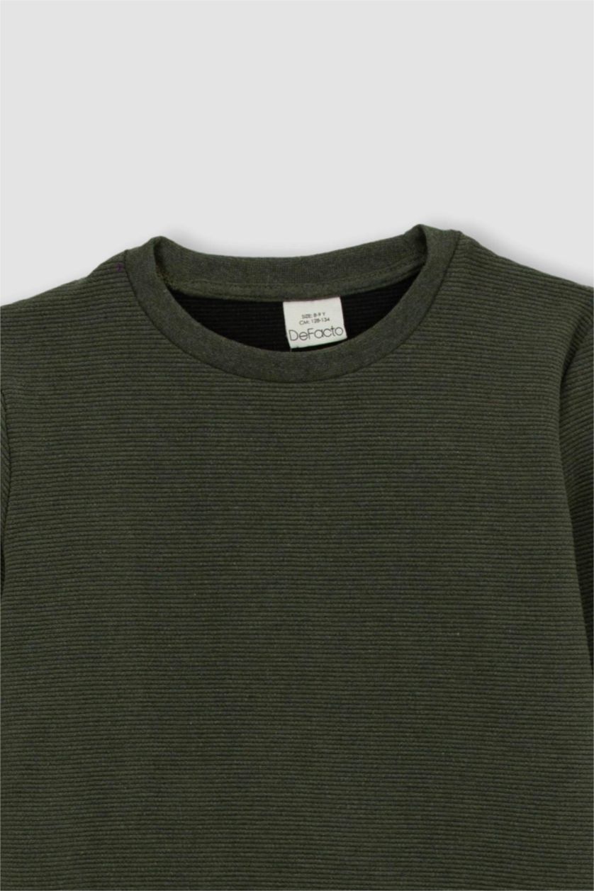 BOYS & TEENS Khaki Boy Regular Fit Crew Neck Reversible Sweatshirt