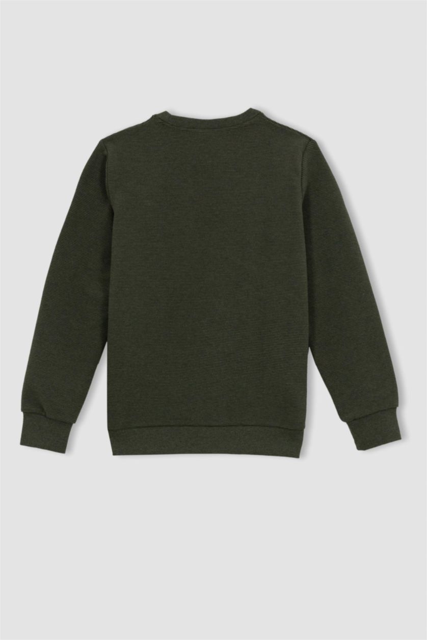 BOYS & TEENS Khaki Boy Regular Fit Crew Neck Reversible Sweatshirt